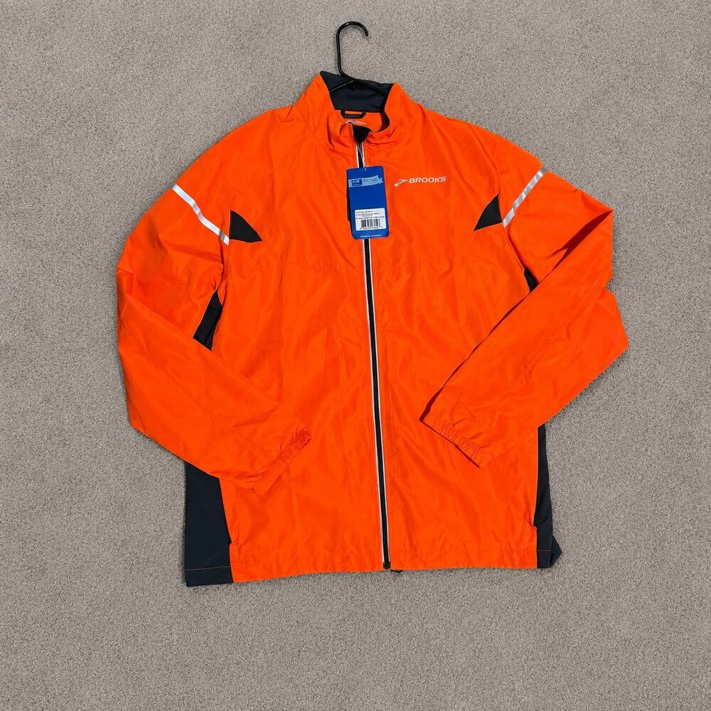 NWT Brooks Essential Jacket IV Men’s XL Bright Orange Running Jacket Reflective